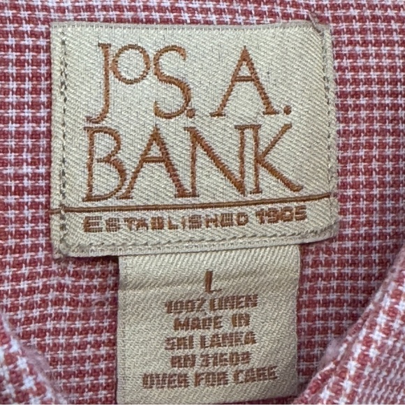 Jos A Bank Men’s L Red 100% Linen Shirt Long Sleeve Button Front Pockets - Picture 4 of 5